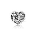Pandora Jewelry April Signature Heart Charm-Rock Crystal 791784RC