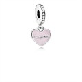 Pandora Jewelry Mother & Daughter Hearts Dangle Charm-Soft Pink Enamel & Clear CZ