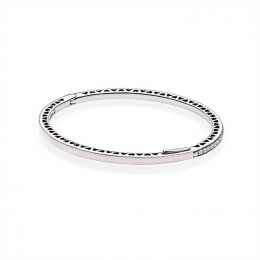 Radiant Hearts of Pandora Jewelry Bangle Bracelet-Light Pink Enamel & Clear CZ