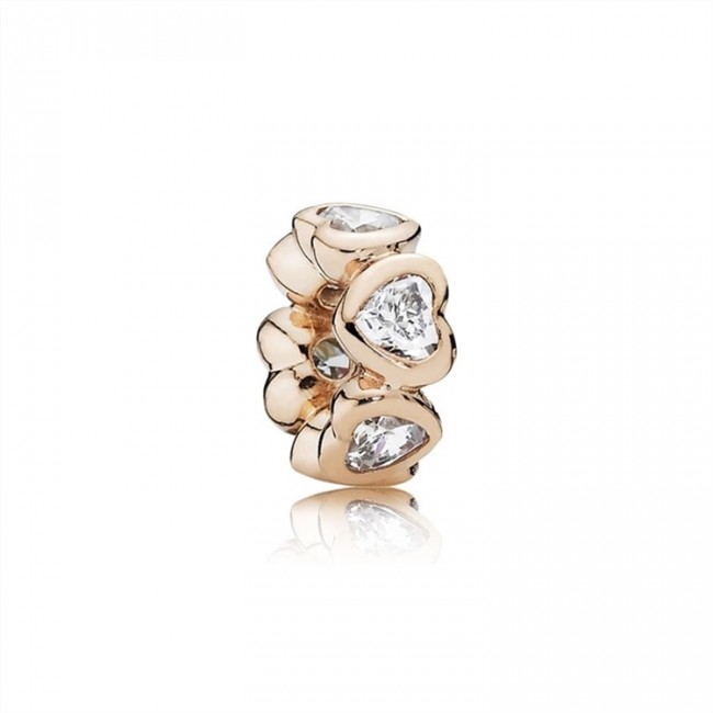 Pandora Jewelry Space In My Heart Spacer-Rose & Clear CZ 781252CZ