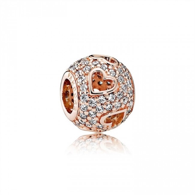 Pandora Jewelry Tumbling Hearts Charm-Pandora Jewelry Rose & Clear CZ 781426CZ