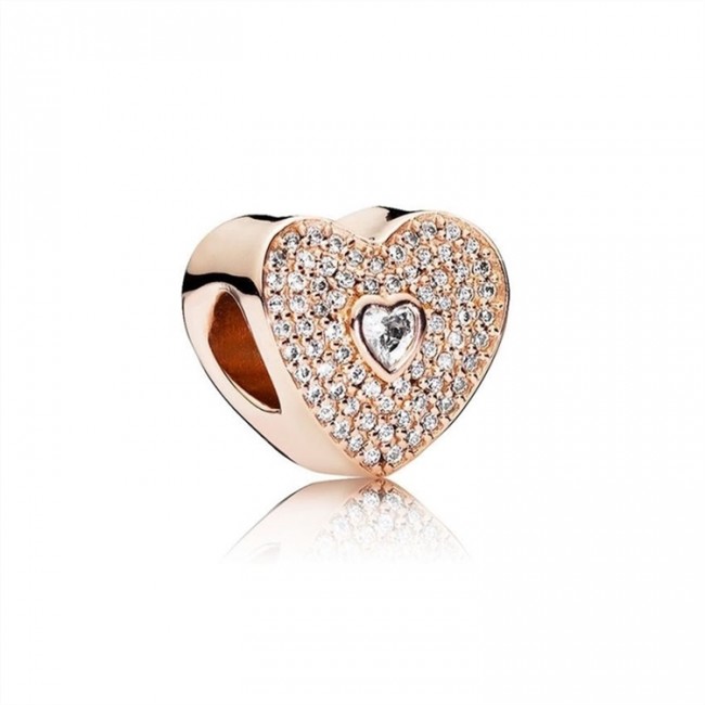 Pandora Jewelry Sweetheart Charm-Pandora Jewelry Rose & Clear CZ 781555CZ