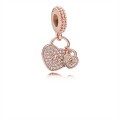 Pandora Jewelry Love Locks Dangle Charm-Pandora Jewelry Rose & Clear CZ 781807CZ