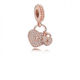 Pandora Jewelry Love Locks Dangle Charm-Pandora Jewelry Rose & Clear CZ 781807CZ