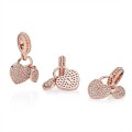 Pandora Jewelry Love Locks Dangle Charm-Pandora Jewelry Rose & Clear CZ 781807CZ
