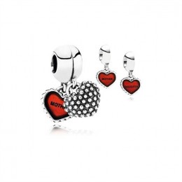 Pandora Jewelry Piece Of My Heart-Daughter-Two-Part Dangle Charm-Red Enamel