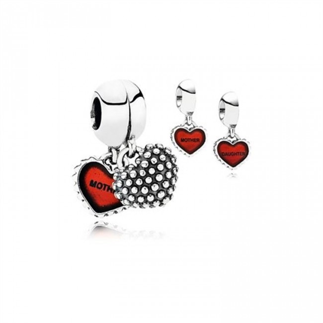 Pandora Jewelry Piece Of My Heart-Daughter-Two-Part Dangle Charm-Red Enamel