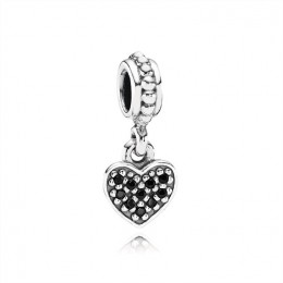Pandora Jewelry Black Pave Hanging Heart Dangle Charm 791023NCK