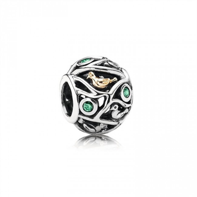 Pandora Jewelry Birds in Branches Silver & Gold Charm-791213CZN