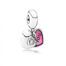 Pandora Jewelry You & Me-Two-Part Dangle Charm-Clear CZ & Fuchsia Enamel 791244CZ