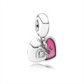 Pandora Jewelry You & Me-Two-Part Dangle Charm-Clear CZ & Fuchsia Enamel 791244CZ