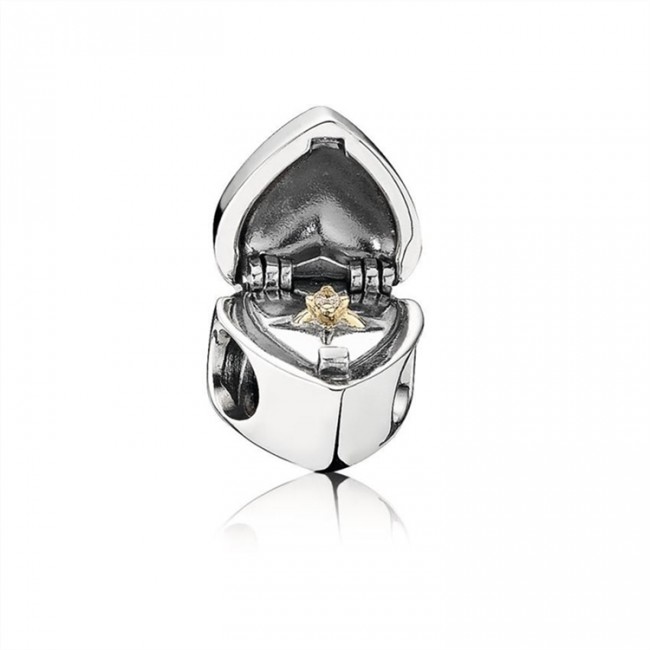Pandora Jewelry Gift Form the Heart Ringbox Silver & Gold Charm 791247CZ