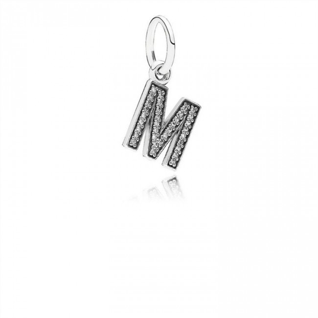 Pandora Jewelry Letter M Dangle Charm-Clear CZ 791325CZ
