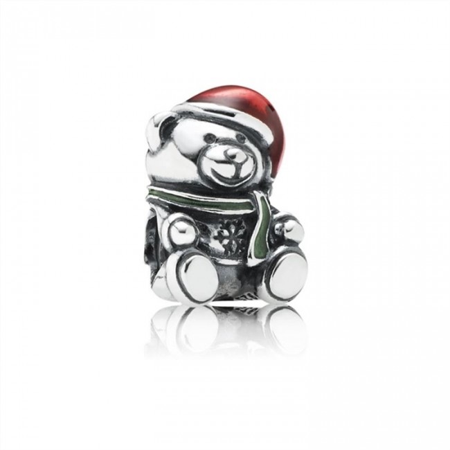 Pandora Jewelry Christmas Bear Charm-Red & Green Enamel 791391ENMX