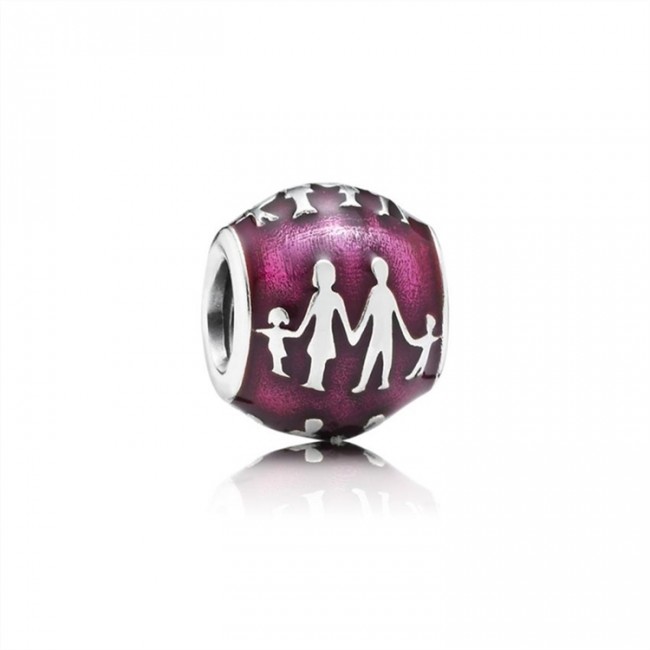 Pandora Jewelry Family Silhouette Charm-Transparent Fuchsia Enamel 791399EN62