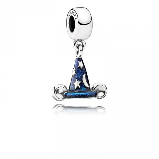 Pandora Jewelry Disney Mickey sorcerer hat silver dangle with blue enamel 791466EN64