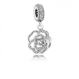 Pandora Jewelry Shimmering Rose Dangle Charm-Clear CZ 791526cz