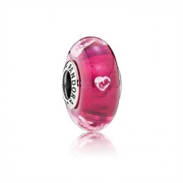 Pandora Jewelry Cerise Heart Charm-Murano Glass & Clear CZ 791664PCZ