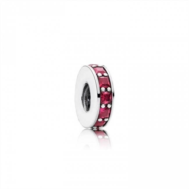 Pandora Jewelry Abstract silver spacer with synthetic ruby 791724SRU