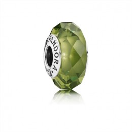 Pandora Jewelry Abstract silver charm with faceted light green crystal 791729NLG