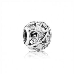 Pandora Jewelry Luminous Leaves-White Pearl & Clear CZ 791754P