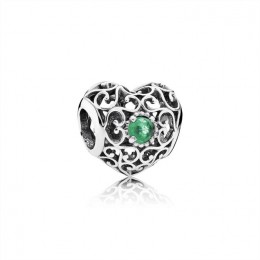 Pandora Jewelry May Signature Heart Charm-Royal Green Crystal 791784NRG