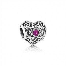 Pandora Jewelry July Signature Heart Charm-Synthetic Ruby 791784SRU