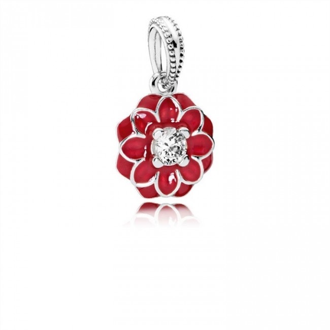 Pandora Jewelry Oriental Bloom Dangle Charm-Red Enamel & Clear CZ 791829CZ