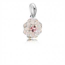 Pandora Jewelry Blooming Dahlia Dangle Charm-Cream Enamel & Blush Pink Crystal