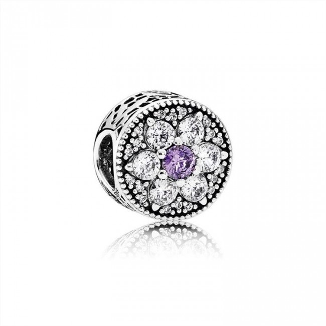 Pandora Jewelry Forget Me Not Charm-Purple & Clear CZ 791832ACZ