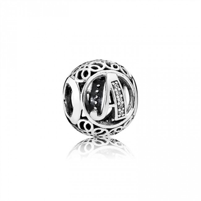 Pandora Jewelry Letter A silver charm with clear cubic zirconia 791845CZ