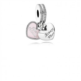 Pandora Jewelry Best Friends Dangle Charm-Soft Pink Enamel & Clear CZ 791950CZ