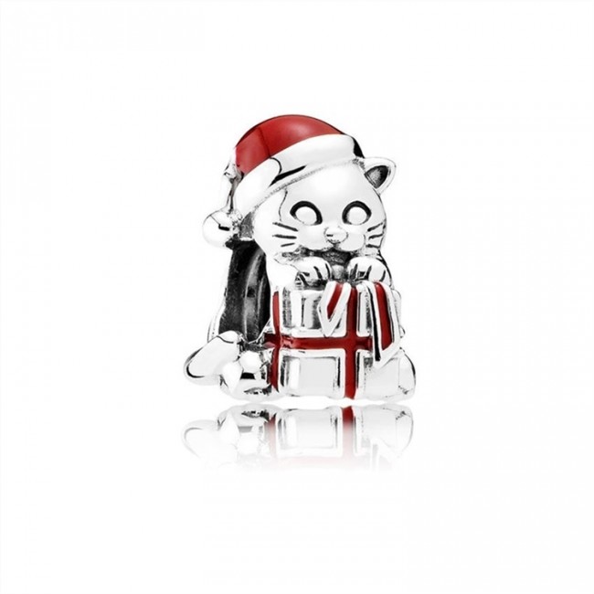 Pandora Jewelry Christmas Kitten Charm-Berry Red Enamel 792007EN39