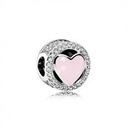 Pandora Jewelry Wonderful Love-Soft Pink Enamel & Clear CZ 792034CZ