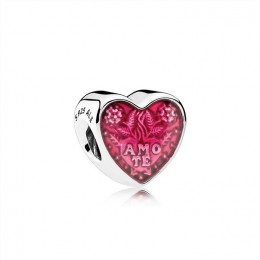 Pandora Jewelry Latin Love Heart Charm-Transparent Cerise Enamel 792048EN117