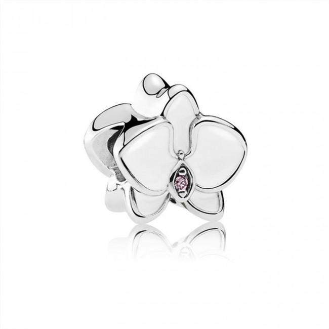 Pandora Jewelry Orchid Charm-White Enamel & Orchid CZ 792074EN12