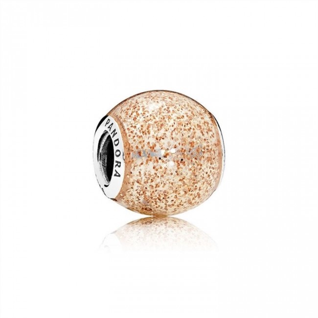 Pandora Jewelry Glitter Ball Charm-Rose Golden Glitter Enamel 796327EN145