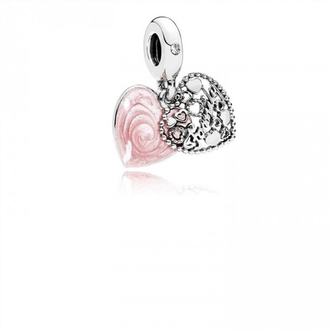 Pandora Jewelry Love Makes A Family Dangle Charm-Pink Enamel & Clear CZ