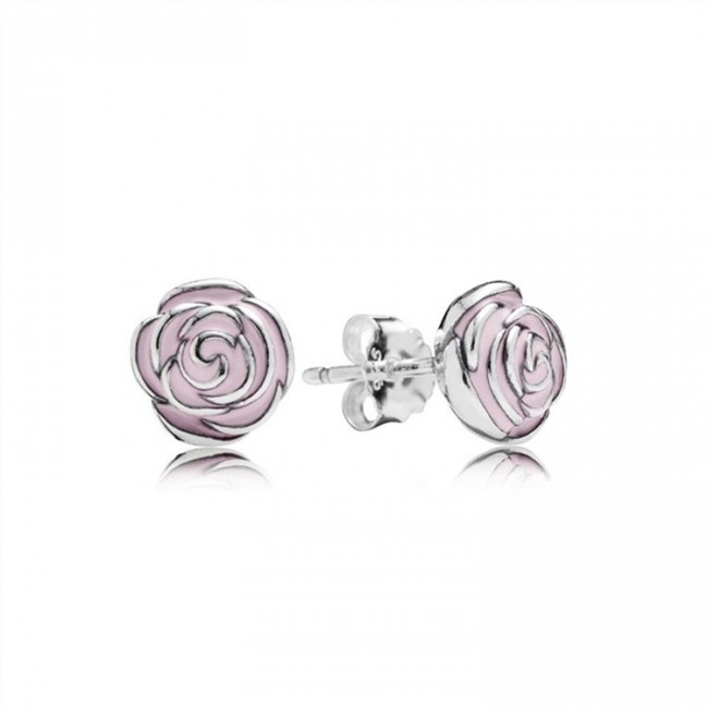 Pandora Jewelry Pink Rose Garden Silver Stud Earrings-Pandora Jewelry 290554EN40