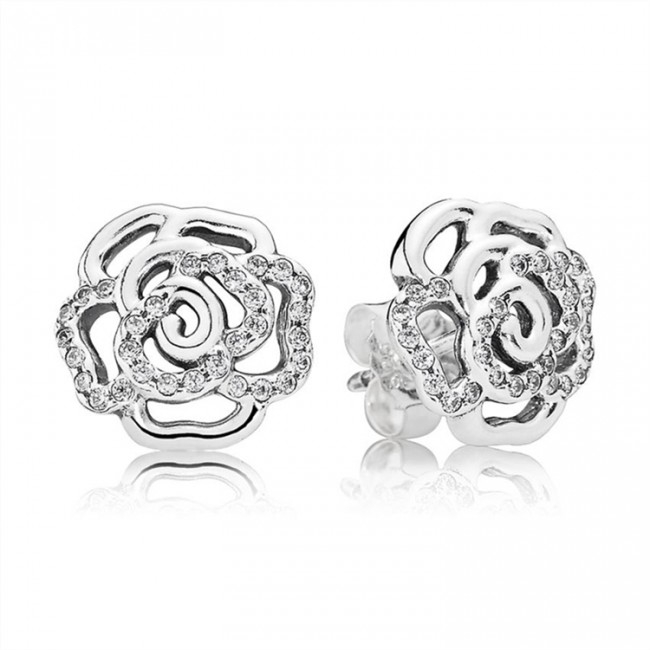 Pandora Jewelry Shimmering Rose Stud Earrings-Clear CZ 290575CZ