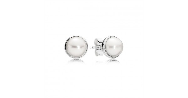 Pandora Jewelry Elegant Beauty Stud Earrings-White Pearl 290727P
