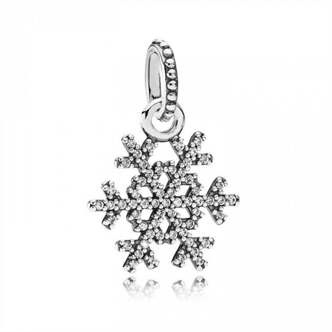 Pandora Jewelry Sparkling Snowflake Silver Necklace Pendant-390354CZ