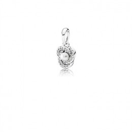 Pandora Jewelry Luminous Love Knot Pendant-White Crystal Pearl & Clear CZ