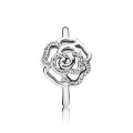 Pandora Jewelry Silver Rose Ring With Clear Cubic Zirconia 190949cz