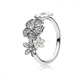 Pandora Jewelry Shimmering Bouquet Ring-White Enamel & Clear CZ 190984CZ