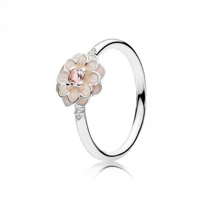 Pandora Jewelry Blooming Dahlia Ring-Cream Enamel-Clear CZ & Blush Pink Crystals