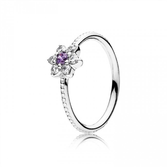 Pandora Jewelry Forget Me Not Ring-Purple & Clear CZ 190990ACZ
