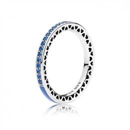 Radiant Hearts of Pandora Jewelry Ring-Princess Blue Enamel & Royal Blue Crystals