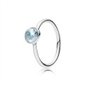 Pandora Jewelry March Droplet Ring-Aqua Blue Crystal 191012NAB