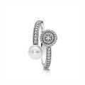 Pandora Jewelry Luminous Glow Ring-White Crystal Pearl and Clear CZ 191044CZ
